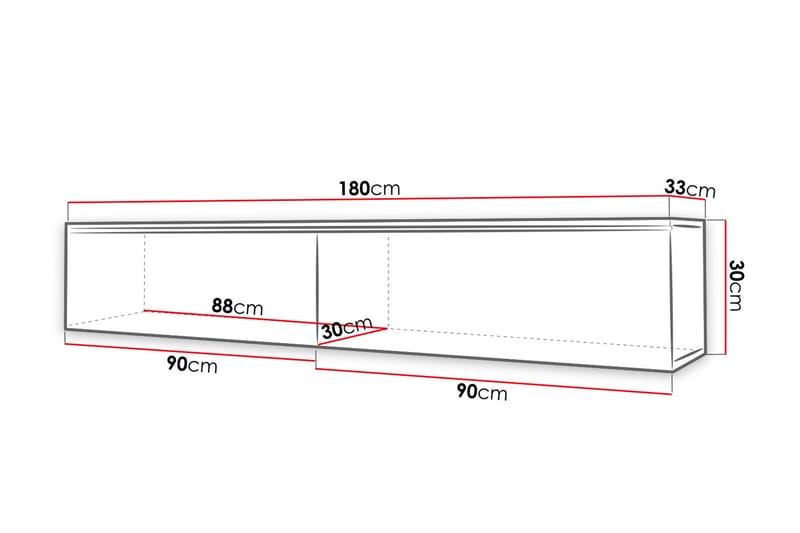 Cuguen TV-Bord 180 cm LED -belysning - Hvid | Grå | Hvid LED - TV-borde