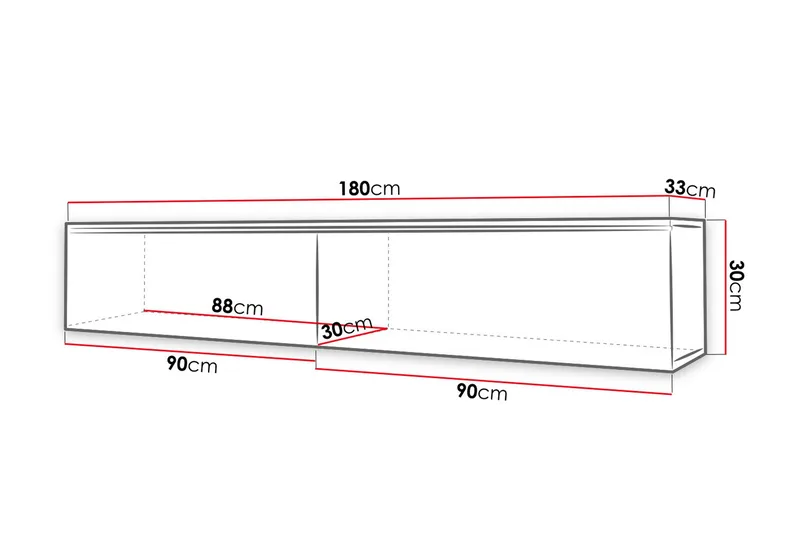 Cuguen TV-Bord 180 cm LED-belysning - Træ/natur | Hvid | Hvid LED - Møbler - TV borde & mediemøbler - TV-borde