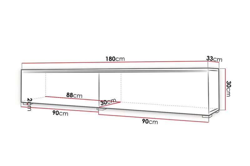Cuguen TV-Bord 180 cm LED-belysning - Træ/natur | Hvid | Hvid LED - Møbler - TV borde & mediemøbler - TV-borde