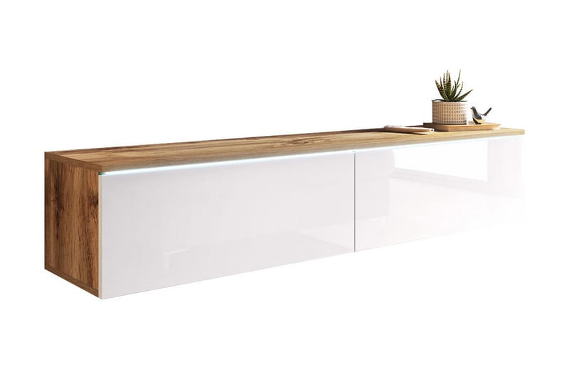 Cuguen Tv-skab 140 cm Hvid LED, Hvid/Natur