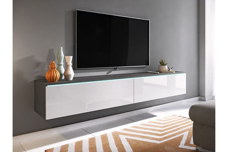 Cuguen Tv-skab 180 cm Hvid LED - Hvid - TV-skab
