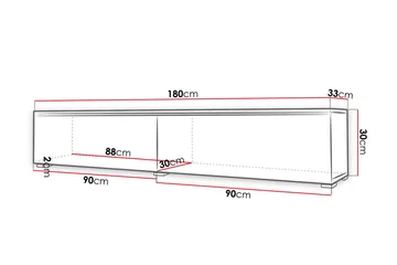 Cuguen Tv-skab 180 cm Hvid LED - Natur - Møbler - TV borde & mediemøbler - TV-borde