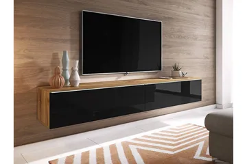 Cuguen Tv-skab 180 cm Hvid LED - Natur/Sort - Møbler - TV borde & mediemøbler - TV-borde