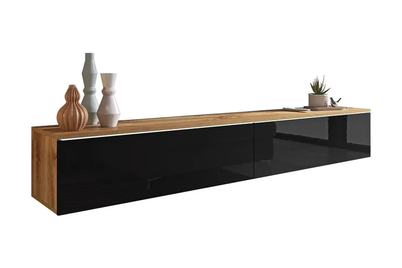 Cuguen Tv-skab 180 cm Hvid LED, Natur/Sort