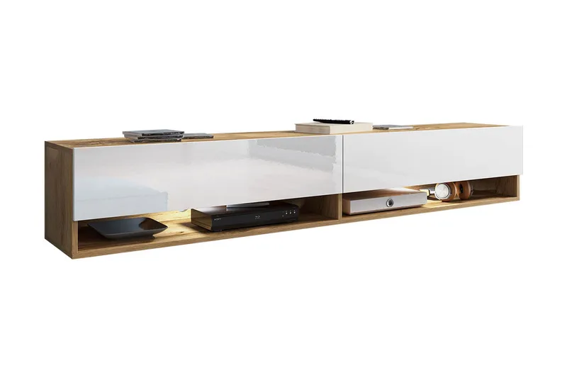 Cuguen Tv-skab 180 cm RGB LED, Hvid/Natur