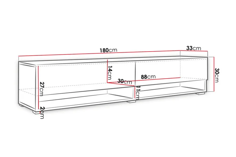 Cuguen Tv-skab 180 cm RGB LED - Natur - Møbler - TV borde & mediemøbler - TV-borde