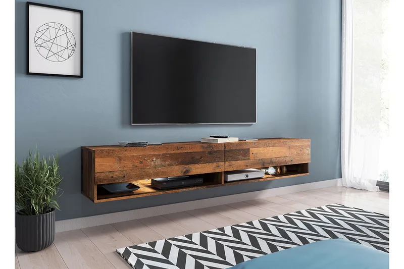 Cuguen Tv-skab 180 cm RGB LED - Natur - Møbler - TV borde & mediemøbler - TV-borde