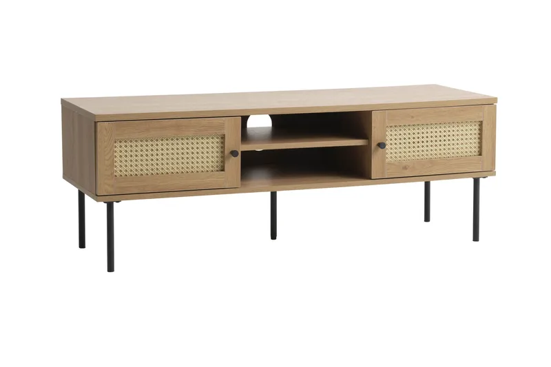 Cyndy Gulvstående TV-bænk 120 cm med Opbevaring i Lyst Træ, Beige