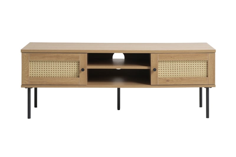 Cyndy Gulvstående TV-bænk 120 cm med Opbevaring i Lyst Træ - Beige - Møbler - TV borde & mediemøbler - TV-borde