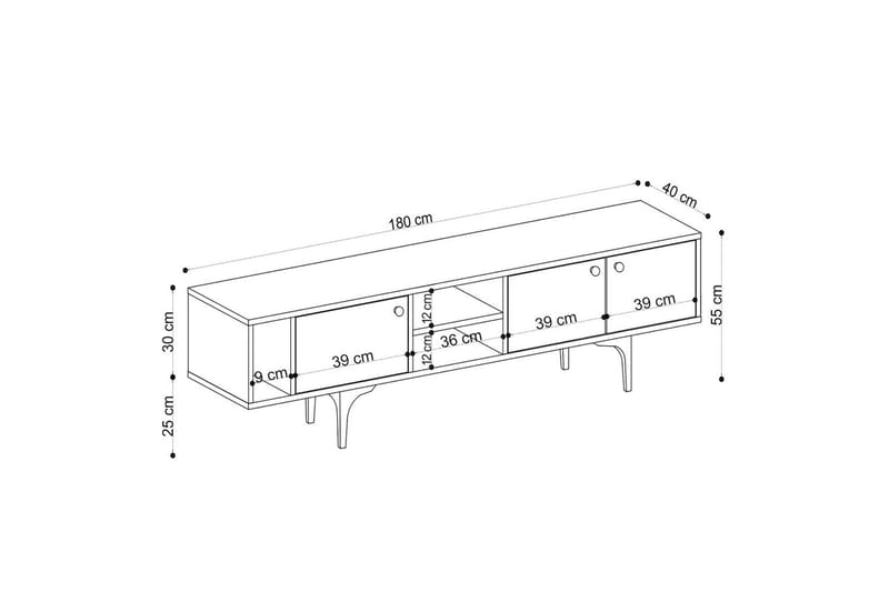 Cyral TV-bænk 180 cm - Eg - Møbler - TV borde & mediemøbler - TV-borde