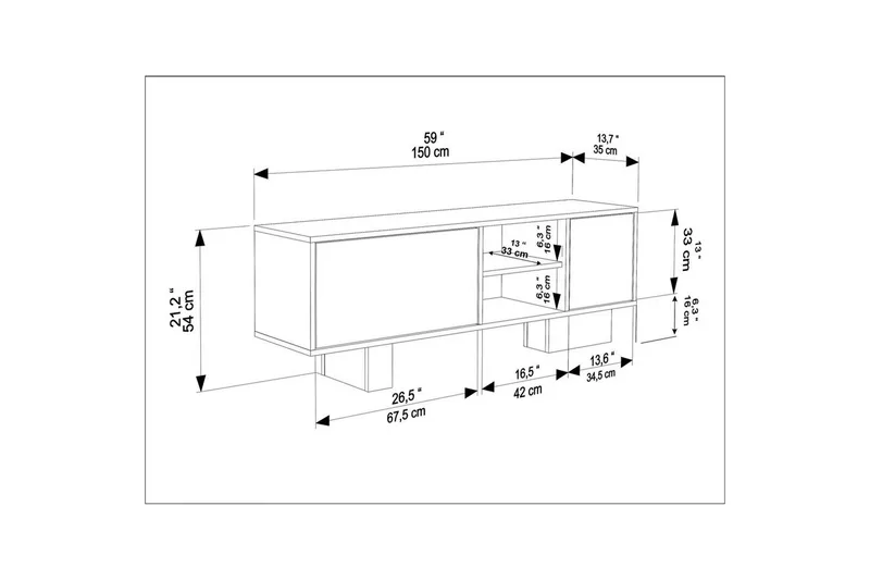Dargaville TV-bænk 150 cm - Sort/Brun - Møbler - TV borde & mediemøbler - TV-borde