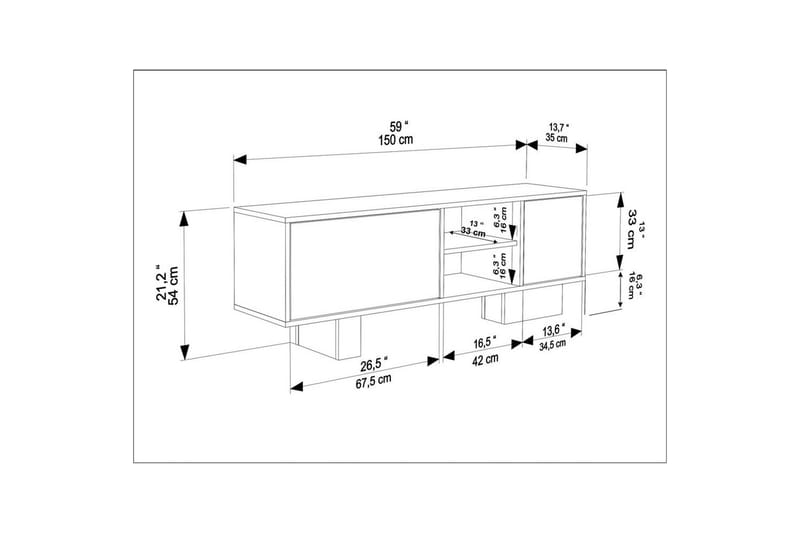 Dargaville TV-bænk 150 cm - Sort/Brun - Møbler - TV borde & mediemøbler - TV-borde