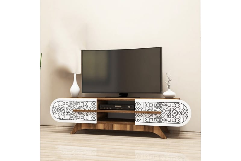 Defneia TV-bænk 145 cm, Hvid/Natur