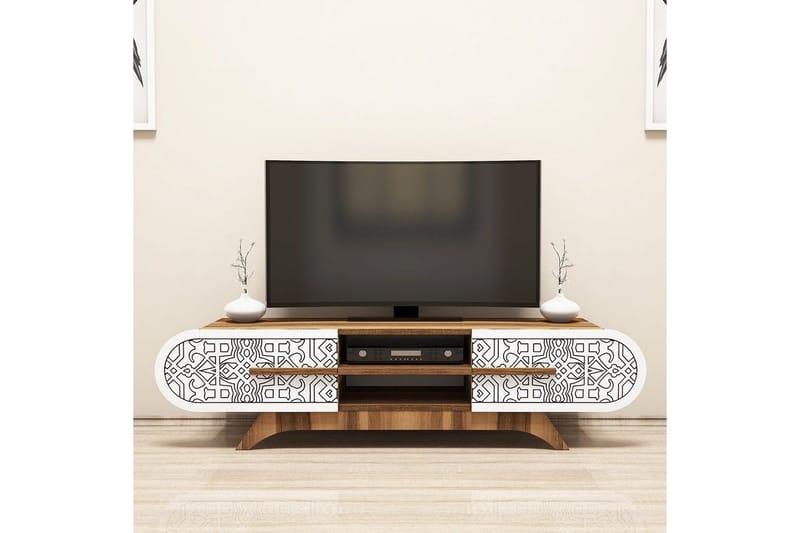 Defneia TV-bænk 145 cm - Hvid/Natur - Møbler - TV borde & mediemøbler - TV-borde