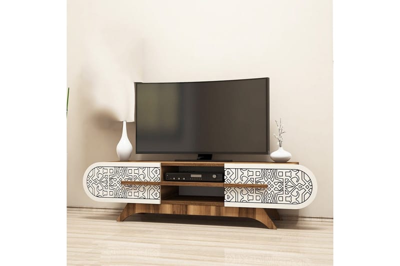 Defneia TV-bænk 145 cm - Valnød/Creme - Møbler - TV borde & mediemøbler - TV-borde