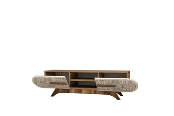 Defneia TV-bænk 145 cm - Valnød/Creme - Møbler - TV borde & mediemøbler - TV-borde
