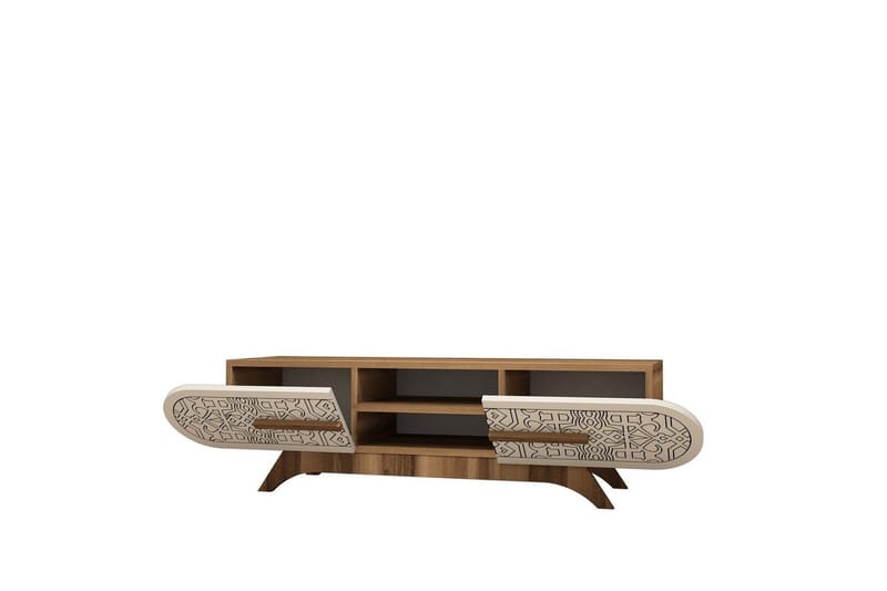 Defneia TV-bænk 145 cm - Valnød/Creme - Møbler - TV borde & mediemøbler - TV-borde