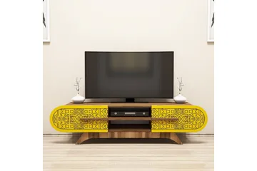 Defneia TV-bænk 145 cm - Valnød/Gul - Møbler - TV borde & mediemøbler - TV-borde
