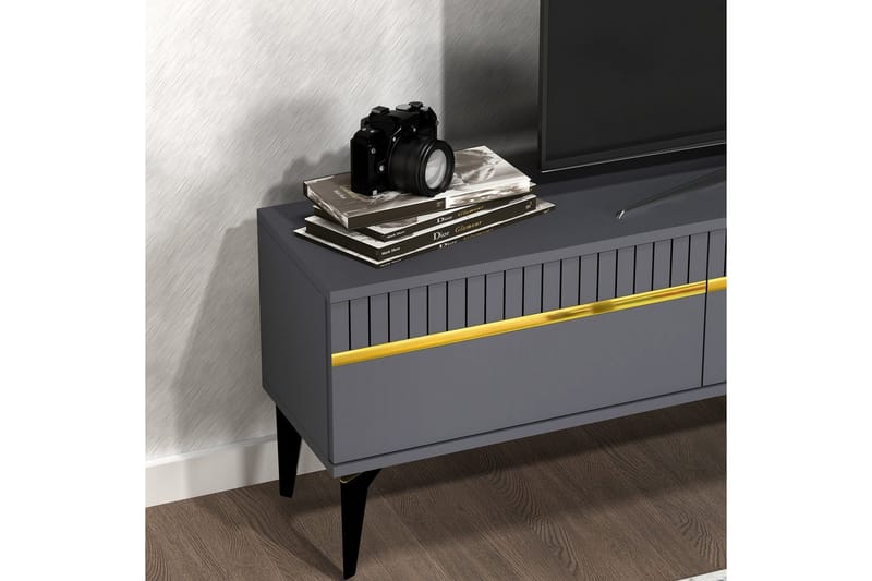 Defneia TV-bord 180 cm - Guld/Antracit - Møbler - TV borde & mediemøbler - TV-borde