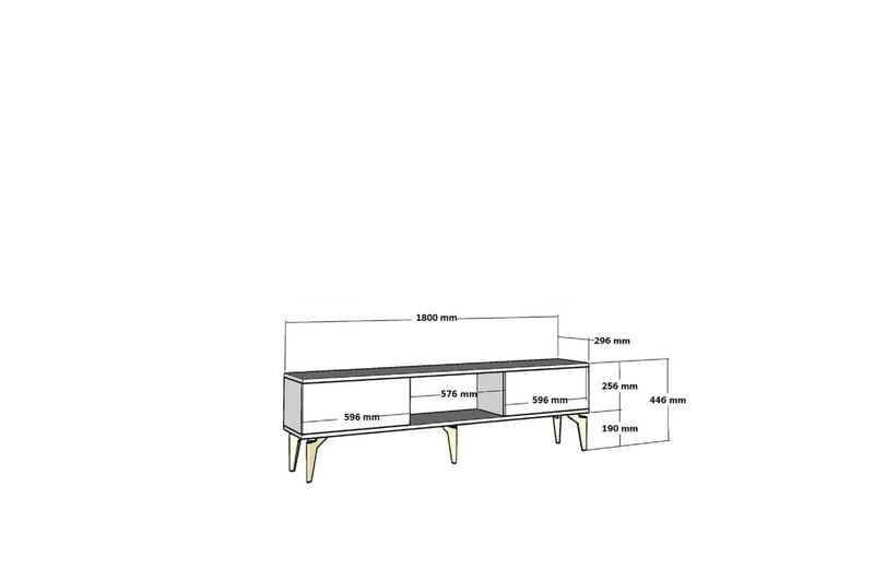 Defneia TV-bord 180 cm - Guld/Hvid - Møbler - TV borde & mediemøbler - TV-borde