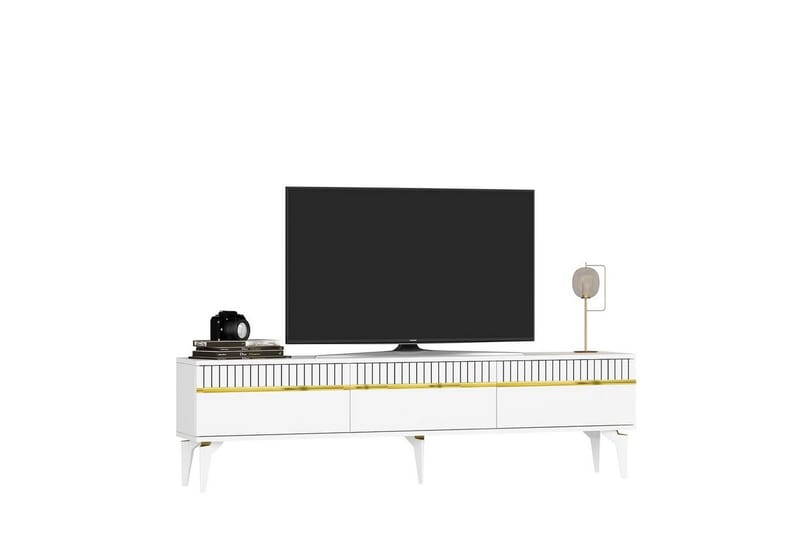 Defneia TV-bord 180 cm - Guld/Hvid - Møbler - TV borde & mediemøbler - TV-borde