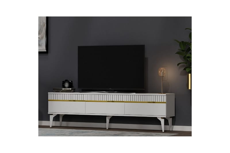 Defneia TV-bord 180 cm - Guld/Hvid - Møbler - TV borde & mediemøbler - TV-borde