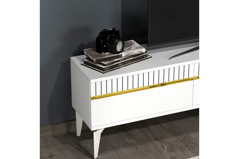 Defneia TV-bord 180 cm - Guld/Hvid - Møbler - TV borde & mediemøbler - TV-borde
