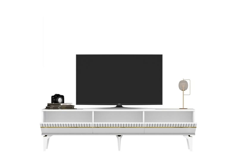 Defneia TV-bord 180 cm - Guld/Hvid - Møbler - TV borde & mediemøbler - TV-borde