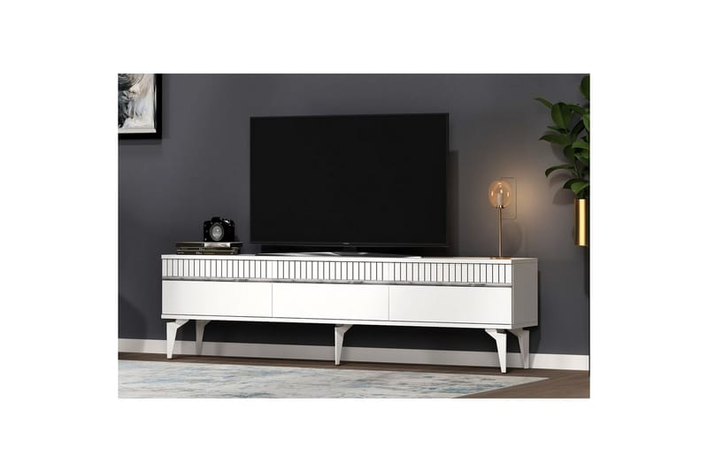 Defneia TV-bord 180 cm - Hvid/Sølv - Møbler - TV borde & mediemøbler - TV-borde