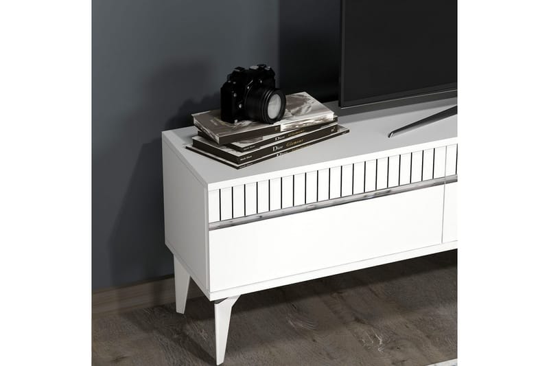 Defneia TV-bord 180 cm - Hvid/Sølv - Møbler - TV borde & mediemøbler - TV-borde