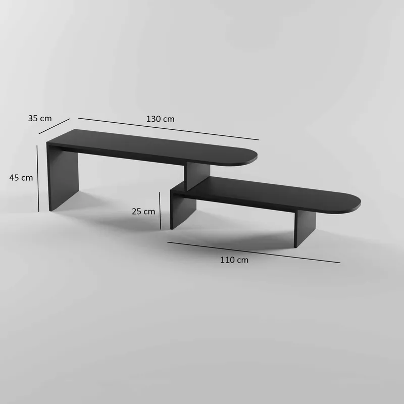 Deliones TV-bænk 130 cm - Sort - Møbler - TV borde & mediemøbler - Mediestativ & vægbeslag