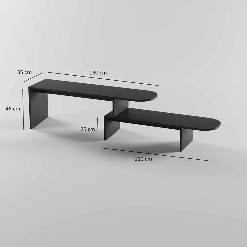 Deliones TV-bænk 130 cm - Sort - Møbler - TV borde & mediemøbler - Mediestativ & vægbeslag