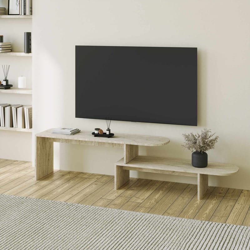 Deliones TV-bænk 130 cm - Travertin - Møbler - TV borde & mediemøbler - Mediestativ & vægbeslag
