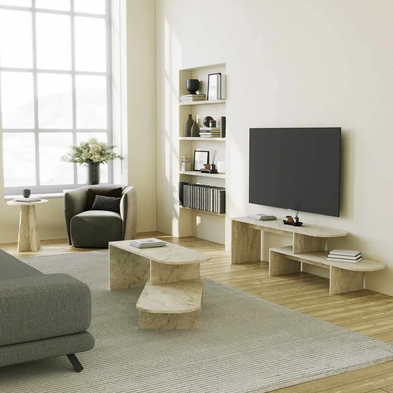 Deliones TV-bænk 130 cm - Travertin - Møbler - TV borde & mediemøbler - Mediestativ & vægbeslag