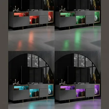 Denvar TV-bænk 180x55x32 cm - Antracit/Guld - Møbler - TV borde & mediemøbler - TV-borde