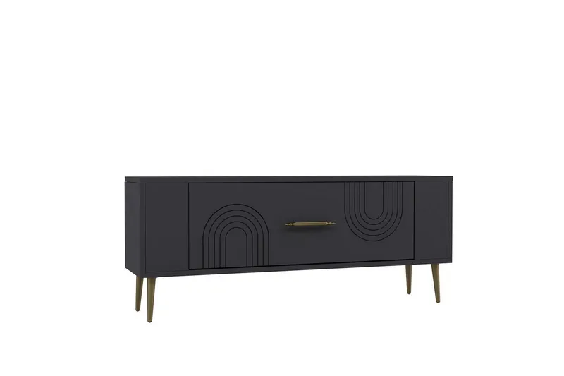 Deyric TV-bænk 120 cm, Antracit/Guld