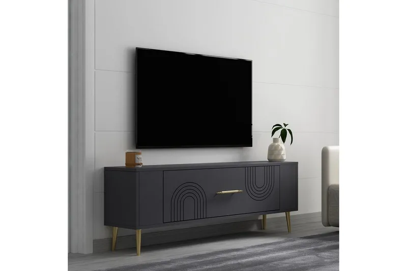 Deyric TV-bænk 120 cm - Antracit/Guld - Møbler - TV borde & mediemøbler - TV-borde