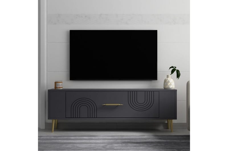 Deyric TV-bænk 120 cm - Antracit/Guld - Møbler - TV borde & mediemøbler - TV-borde