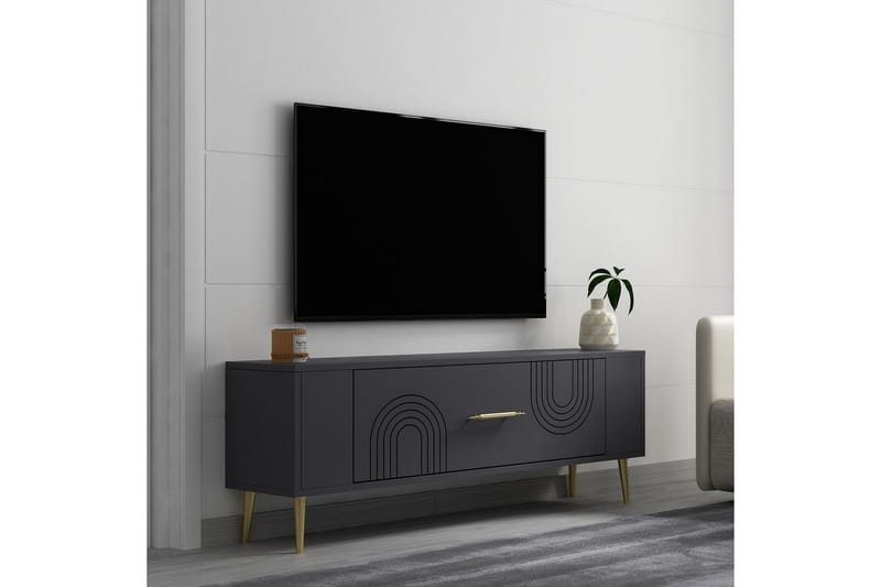 Deyric TV-bænk 120 cm - Antracit/Guld - Møbler - TV borde & mediemøbler - TV-borde