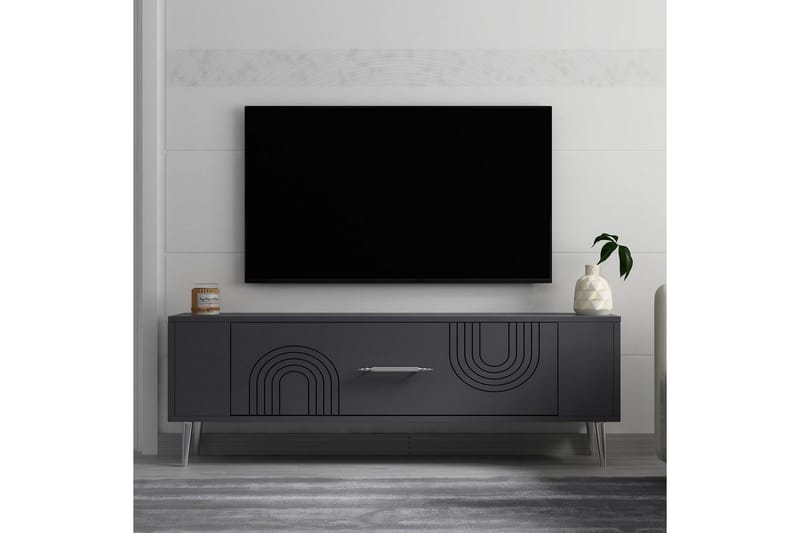 Deyric TV-bænk 120 cm - Antracit/Sølv - Møbler - TV borde & mediemøbler - TV-borde