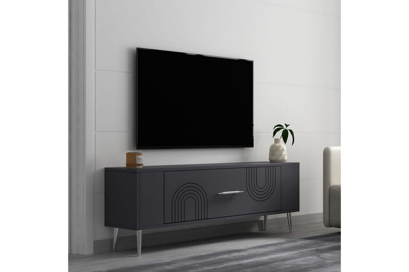 Deyric TV-bænk 120 cm - Antracit/Sølv - Møbler - TV borde & mediemøbler - TV-borde
