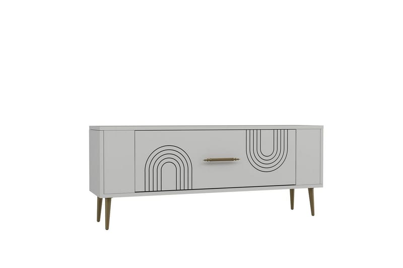 Deyric TV-bænk 120 cm - Hvid/Guld - Møbler - TV borde & mediemøbler - TV-borde