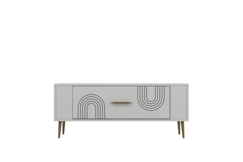 Deyric TV-bænk 120 cm - Hvid/Guld - Møbler - TV borde & mediemøbler - TV-borde