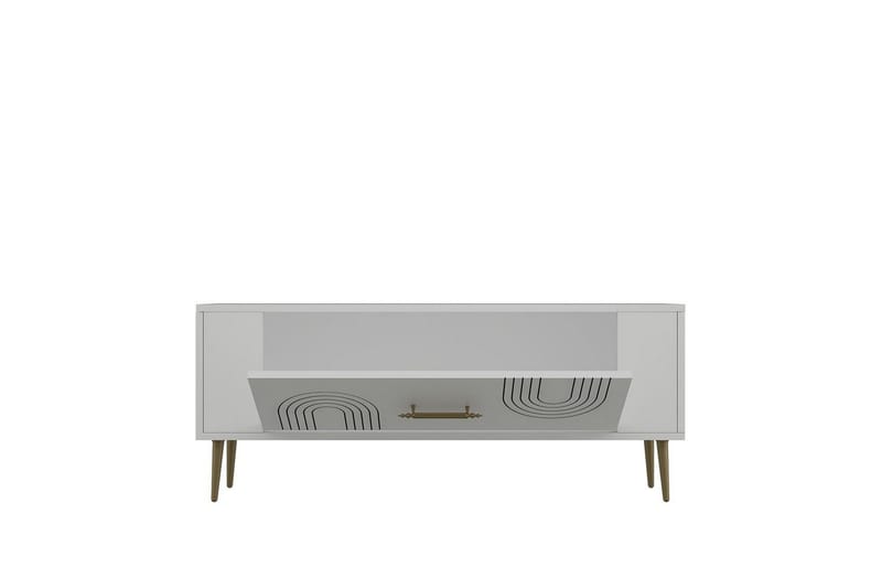 Deyric TV-bænk 120 cm - Hvid/Guld - Møbler - TV borde & mediemøbler - TV-borde