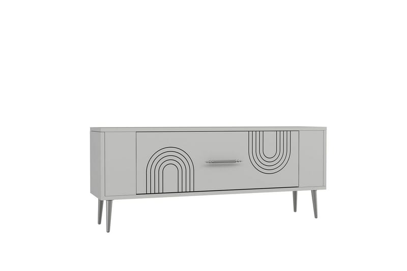 Deyric TV-bænk 120 cm, Hvid/Sølv