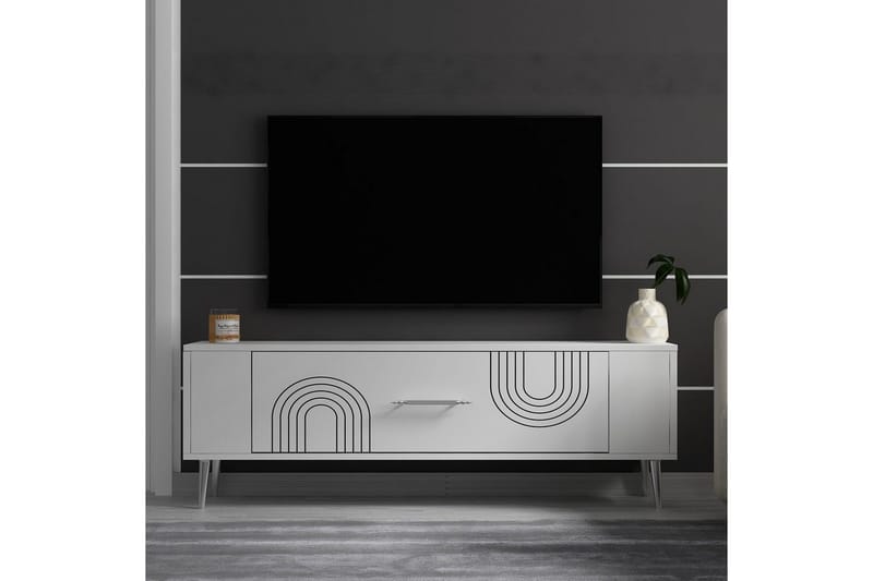 Deyric TV-bænk 120 cm - Hvid/Sølv - Møbler - TV borde & mediemøbler - TV-borde