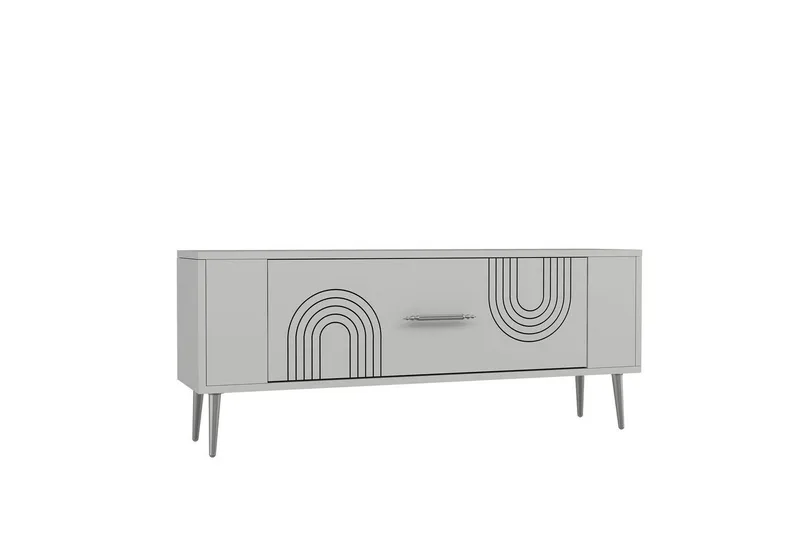 Deyric TV-bænk 120 cm, Hvid/Sølv