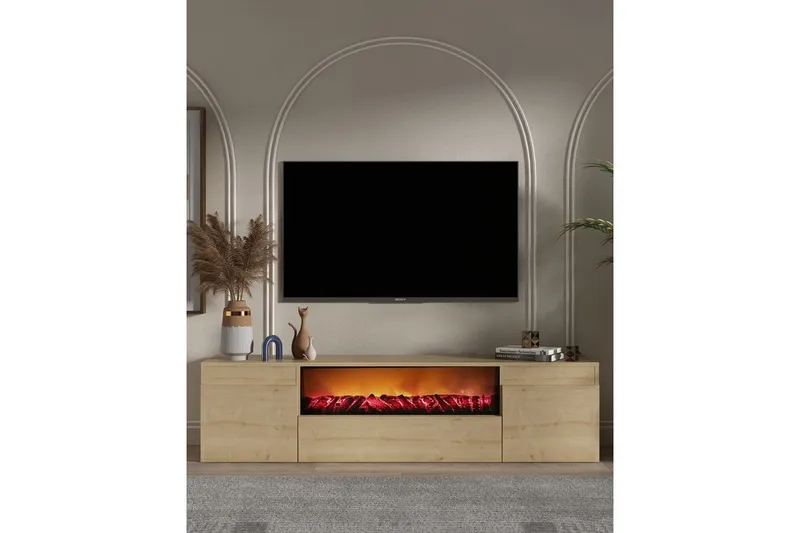 Deyron TV-bænk 180 cm - Natur - Møbler - TV borde & mediemøbler - TV-borde
