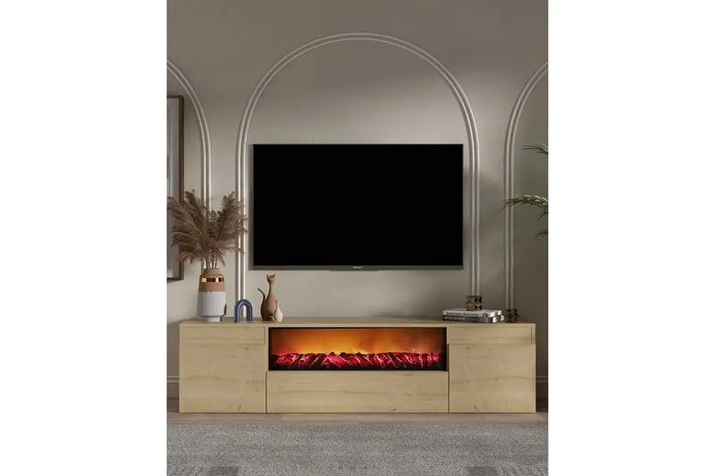 Deyron TV-bænk 180 cm - Natur - Møbler - TV borde & mediemøbler - TV-borde