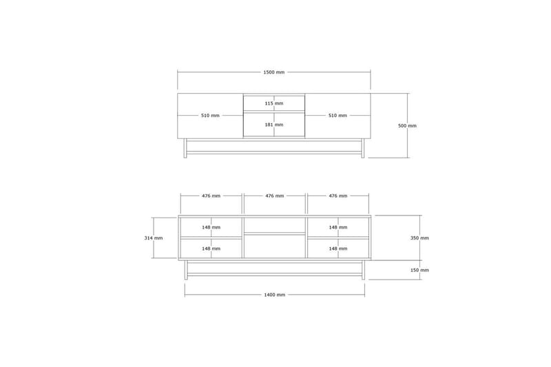 Deyvon TV-bænk 150 cm - Valnød - Møbler - TV borde & mediemøbler - TV-borde